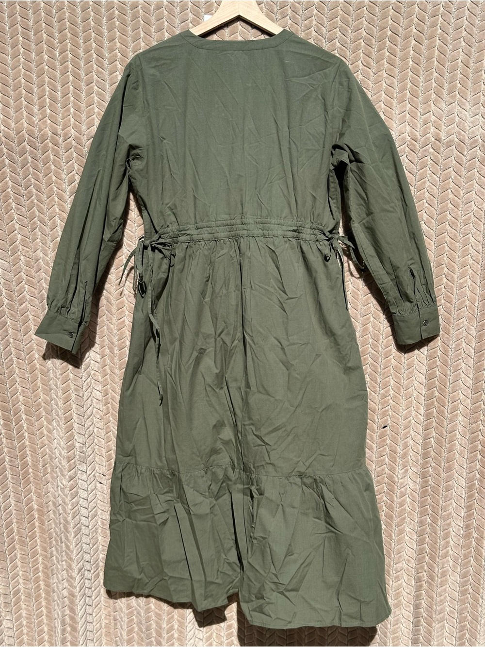 Rails Maple Olive Smoke Drawstring Waist Tiered Midi Dress Medium - Picture 4 of 12